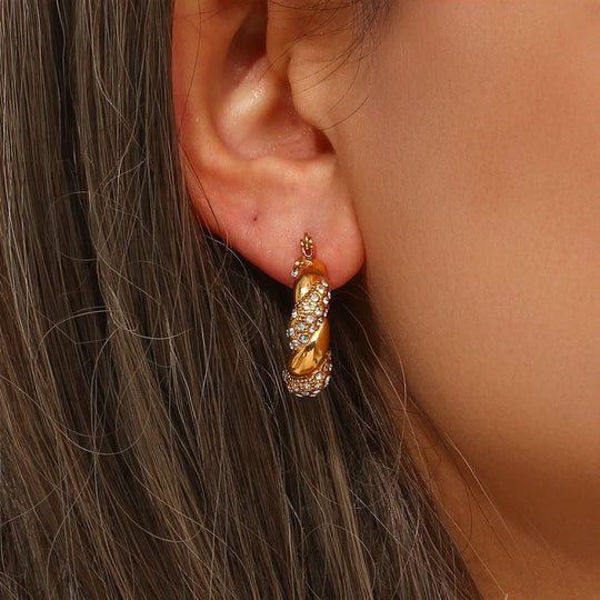 Izara Zirconia Hoop Earrings - Green
