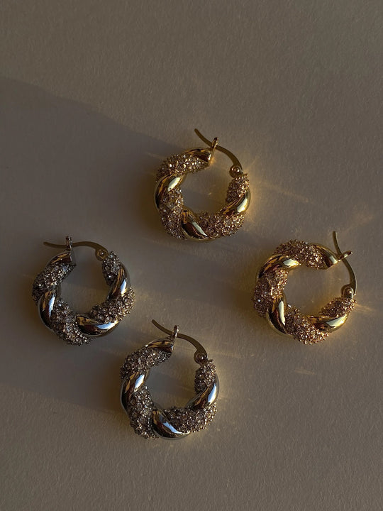 Izara Zirconia Hoop Earrings - Green