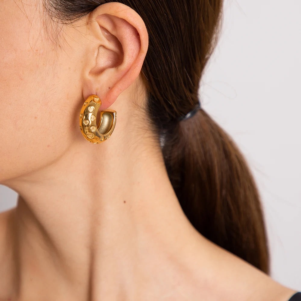 Heart Hoop Large Chunky Earrings