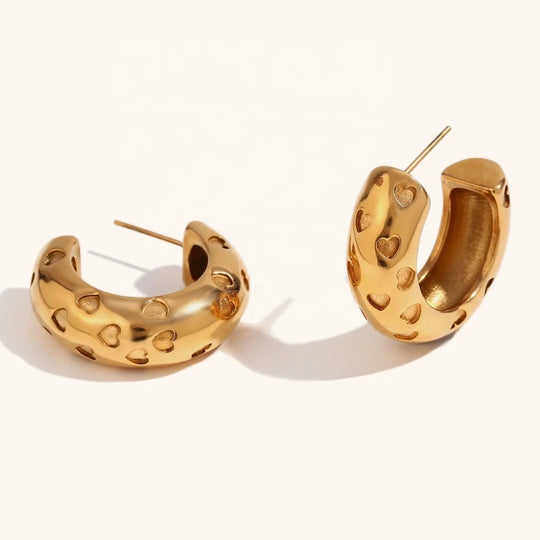 Heart Hoop Large Chunky Earrings
