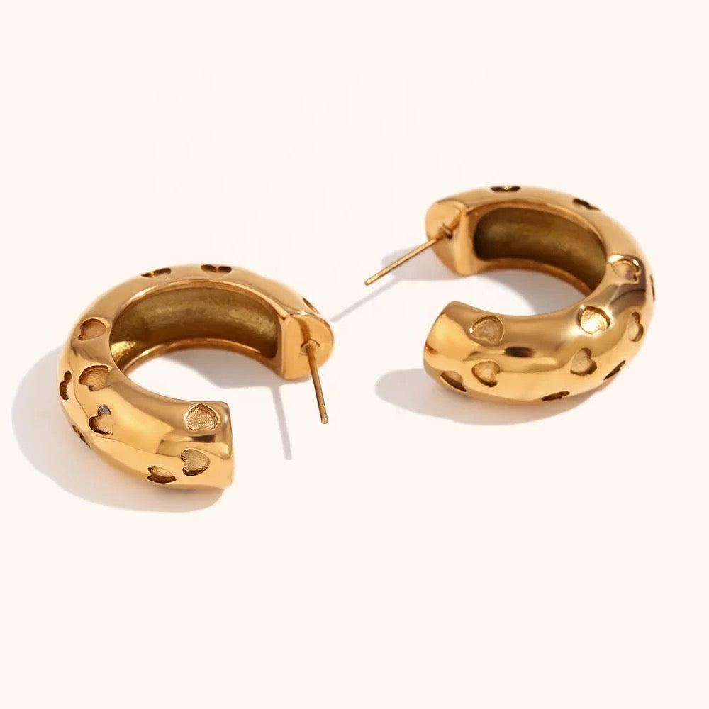 Heart Hoop Large Chunky Earrings