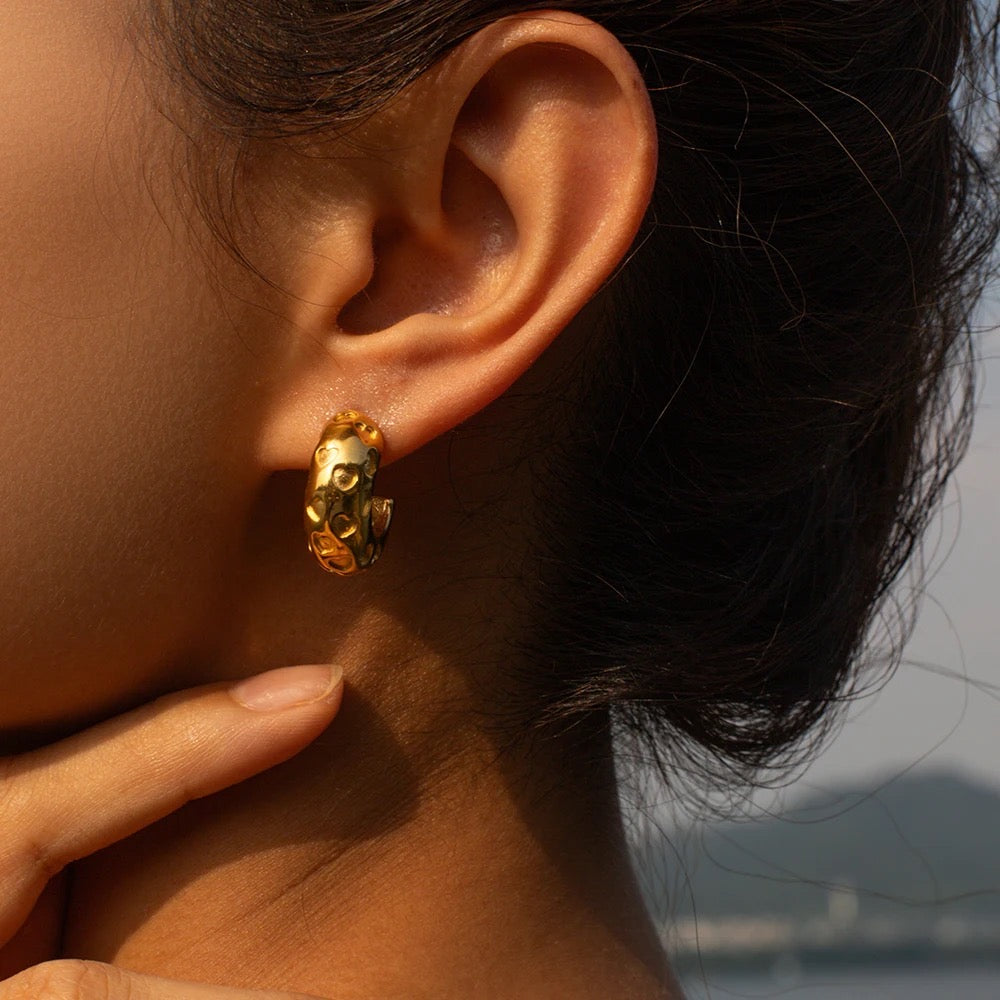 Heart Hoop Large Chunky Earrings