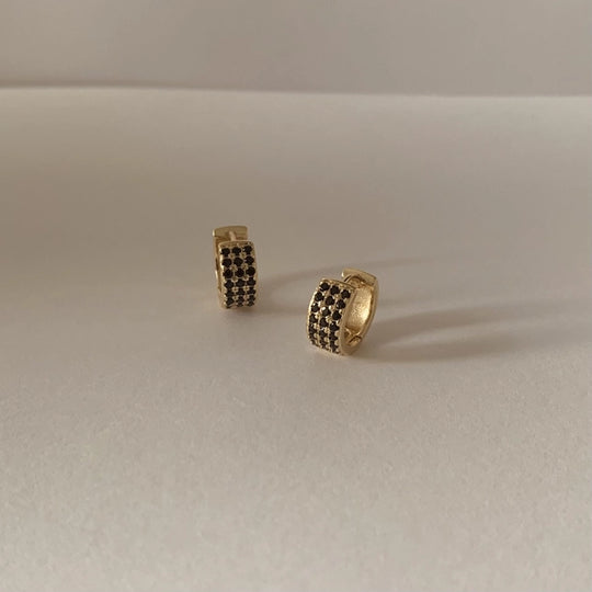 Tara Huggie Earrings - Black Zirconia