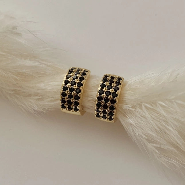 Tara Huggie Earrings - Black Zirconia